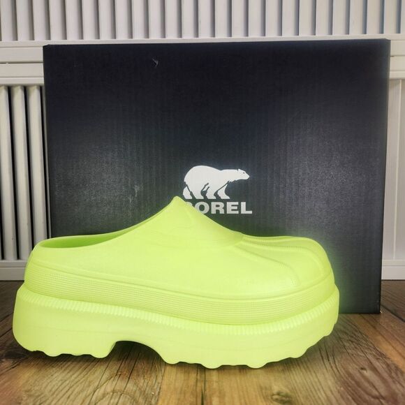 Womens 8 Sorel Caribou Clog Tippet Green Chunky Comfort Slip On Shoes NL5009-309 - Picture 1 of 12